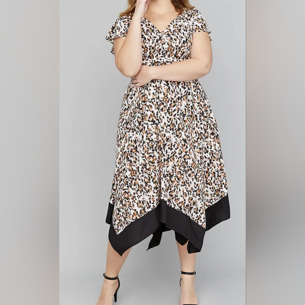 Lane Bryant Leopard Print Shark Hem Midi Dress